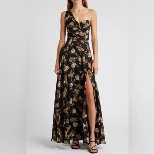 Lulus Floral One-Shoulder Dress 2X